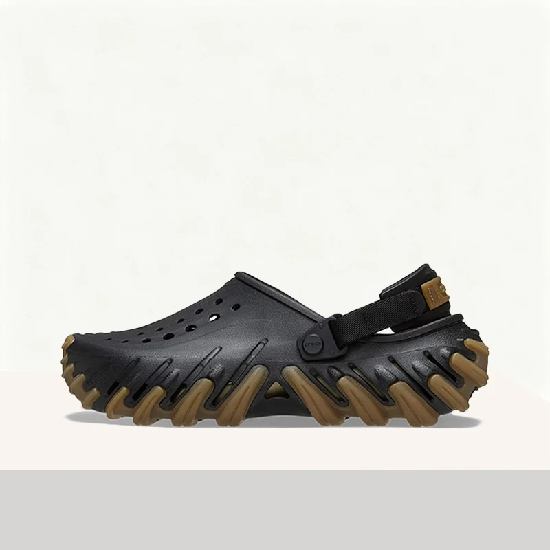 Crocs Echo Clog Black Brown Retro Comfortable Trendy Durable Lightweight Cushioned Casual Slip-On Unisex Clog 211675-001
