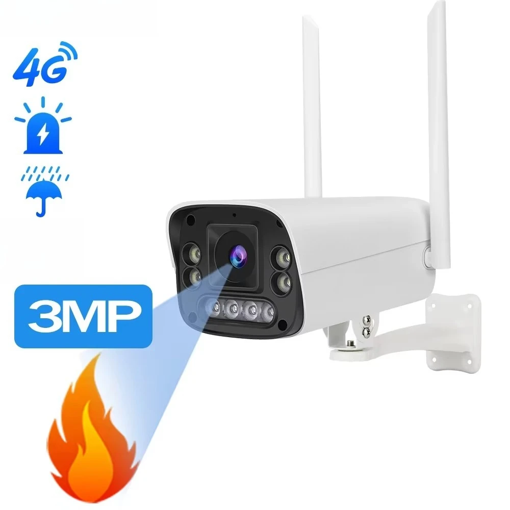 FG510 4G 2MP HD Full Color IP Camera Fire Smoke Alarm Detection Bullet Camera GSM Outdoor CCTV Camera