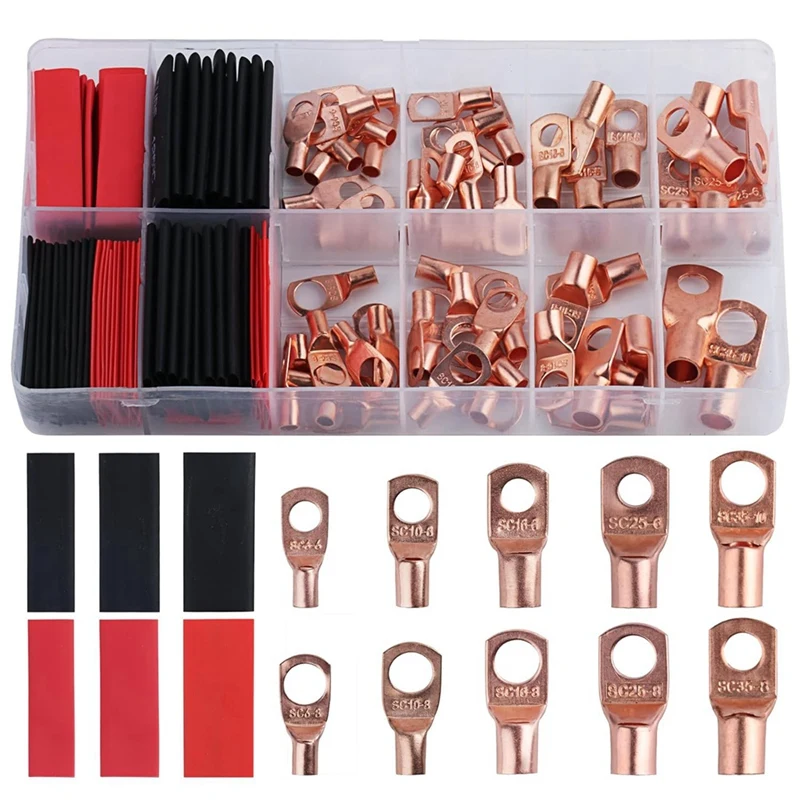 1 Set Battery Cable Ends 150Pcs Copper Cable Wire Lugs Battery Terminal Connectors