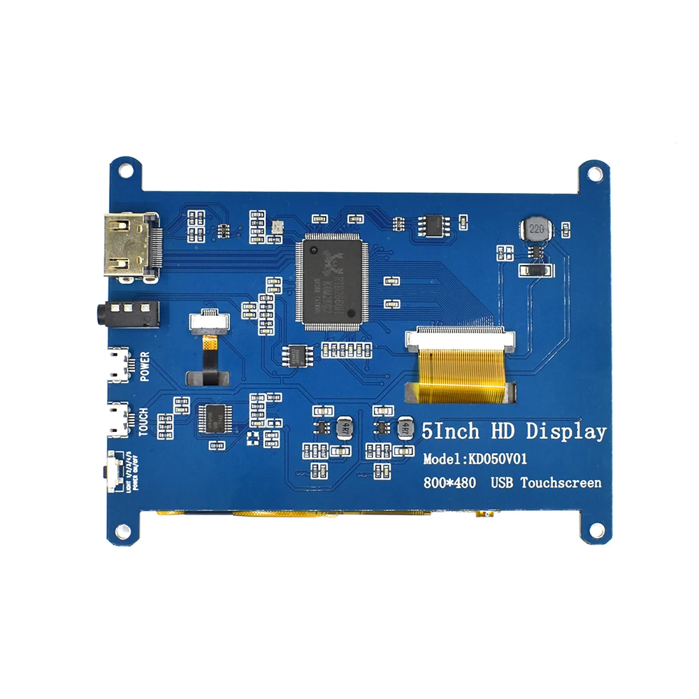 5-дюймовый портативный монитор EQV HDMI 800x480, емкостный сенсорный экран, ЖК-дисплей для Raspberry Pi 4 3B +/ PC/Banana Pi