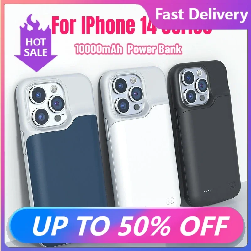 2026 New 10000mAh Battery Charger Case for IPhone 14 Pro Plus Max Charging Cover Power BankFast Delivery
