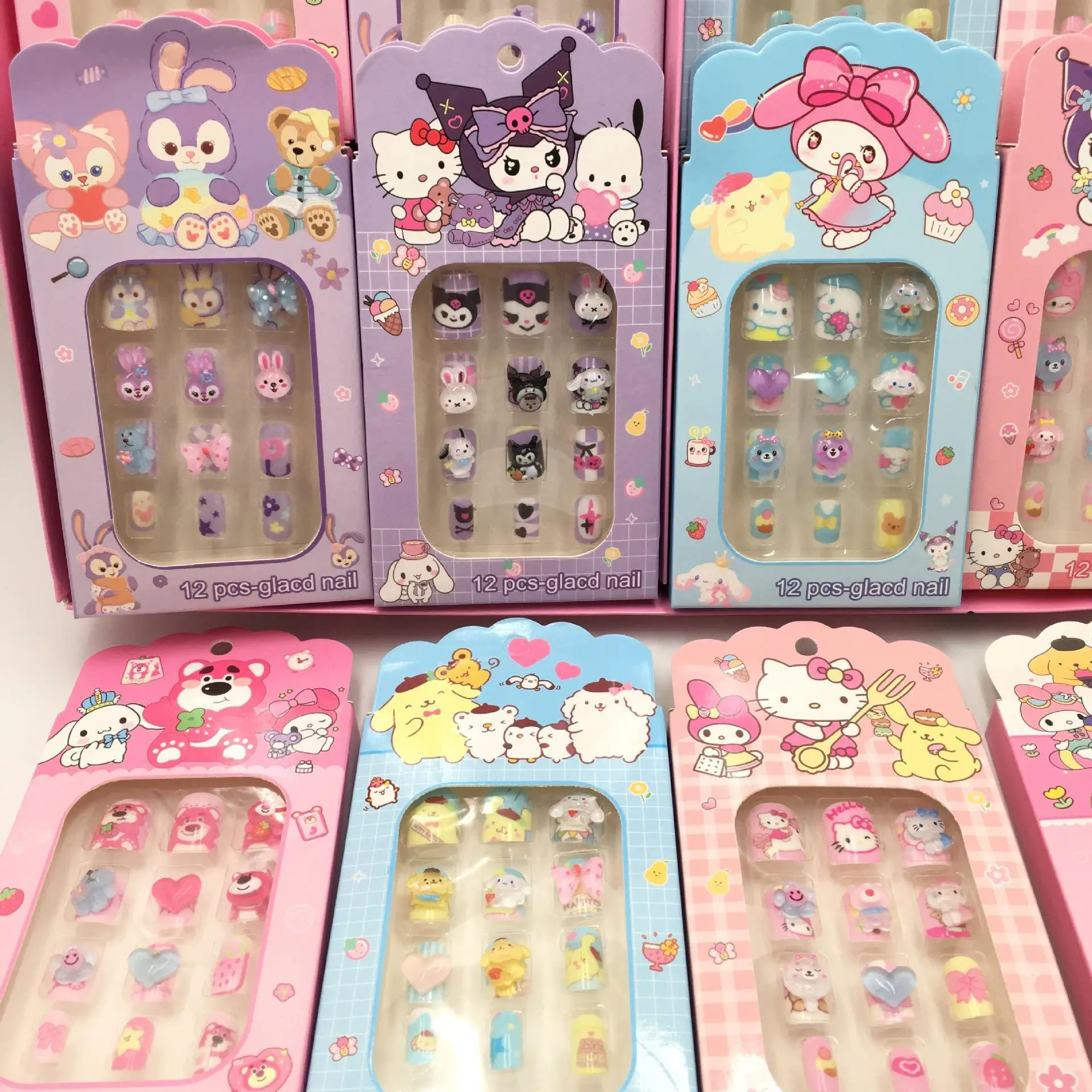 

Hot Sanrio Family Nail Clips Hello Kitty Kuromi Pudding Dog Melody 3D Nail Clips Manufacturer Direct Sales Randomly One Set