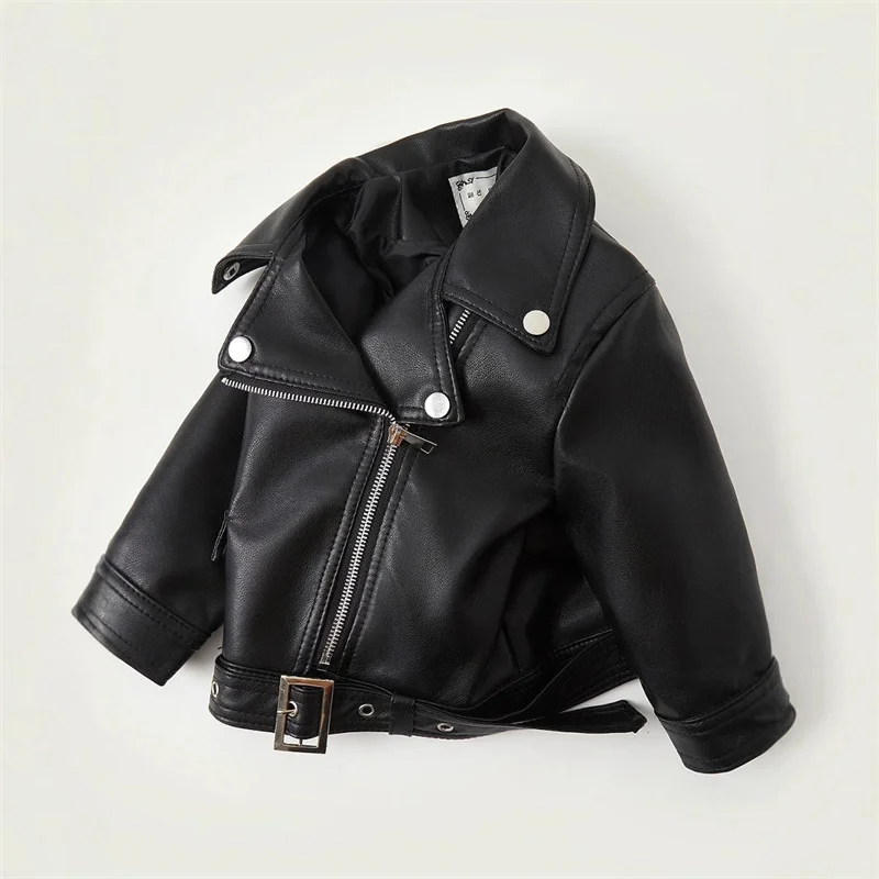Spring Autumn Boys Leather Jackets For 2-8 Years New Classics Handsome Baby Girls Pu Outerwear Kids Clothing Zipper Fly Coats image 4