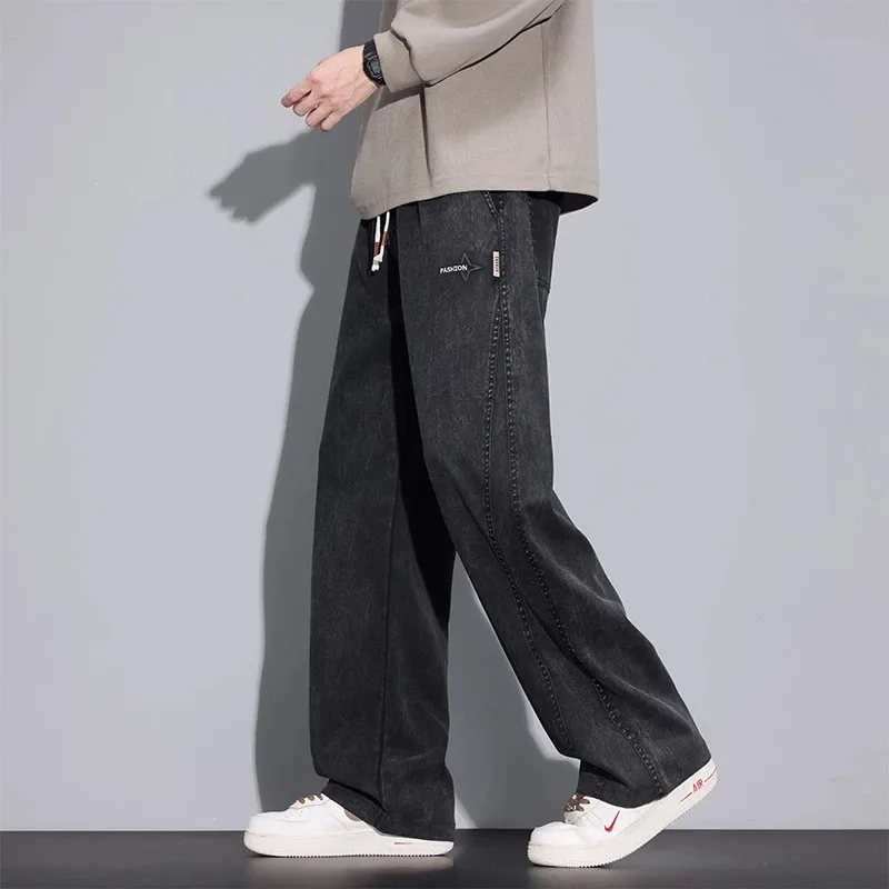 

Мужские джинсы свободного кроя с широкими штанинами, в стиле тай-дай, в американском повседневном стиле, длинные брюки, модная городская одежда, осень-зима...