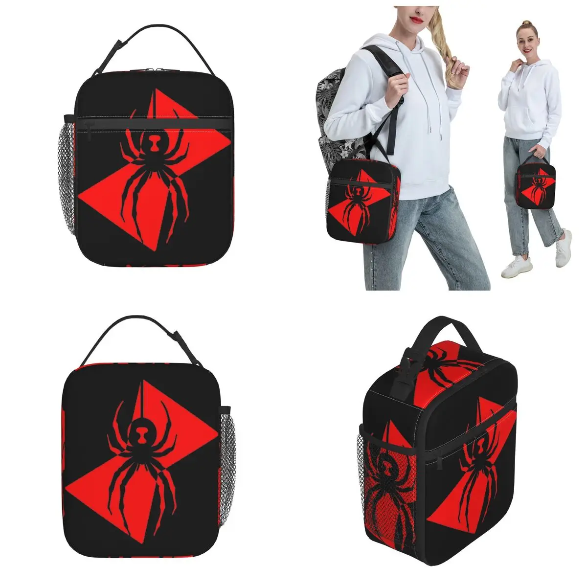 Black Widow Spider Insulated Lunch Bag Leakproof Lunch Container Cooler Bag Tote Lunch Box Office Travel Girl Boy