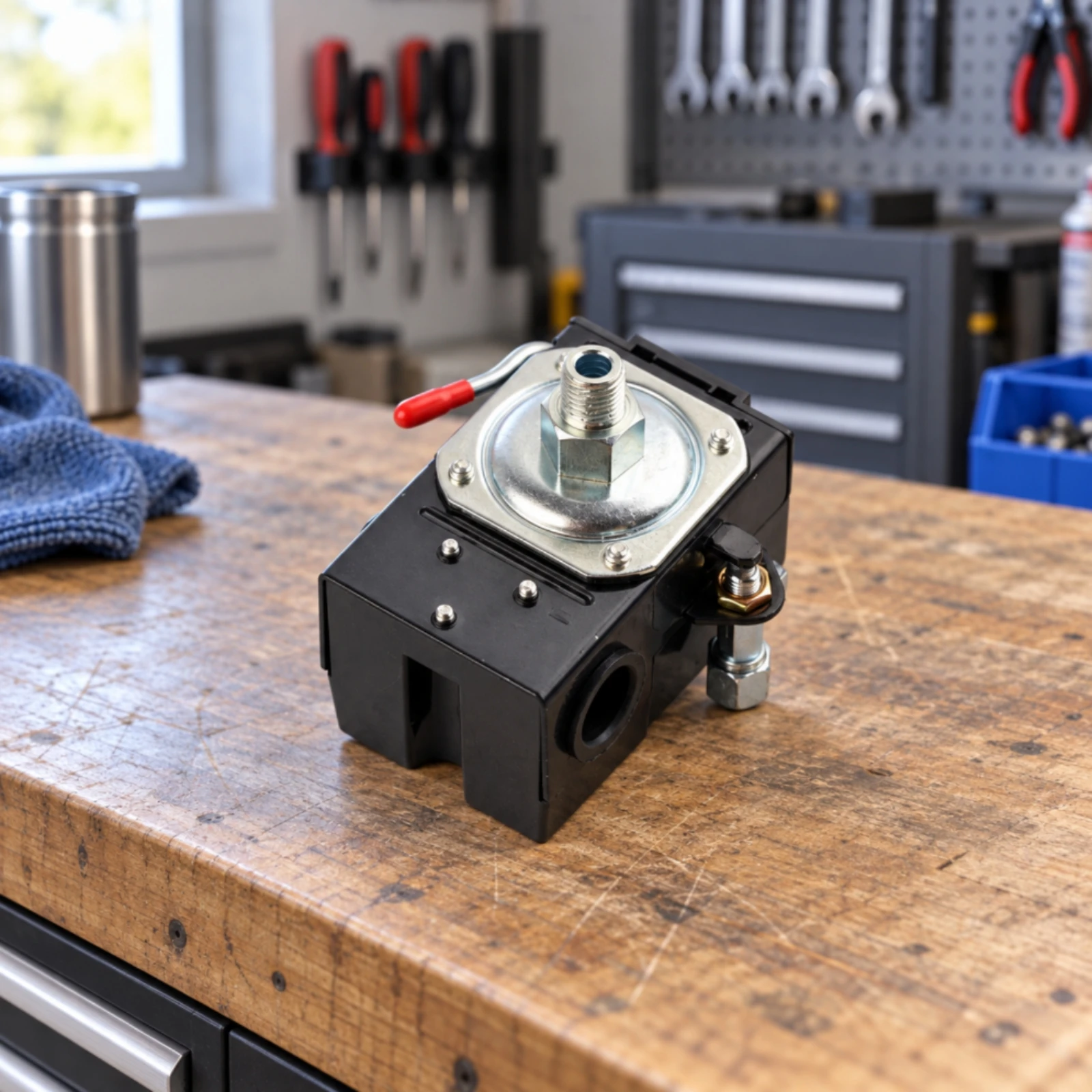 Horizontal Handle Air Compressor Pressure Switch with Manual Lever and Screw Terminals for Air Pump Systems