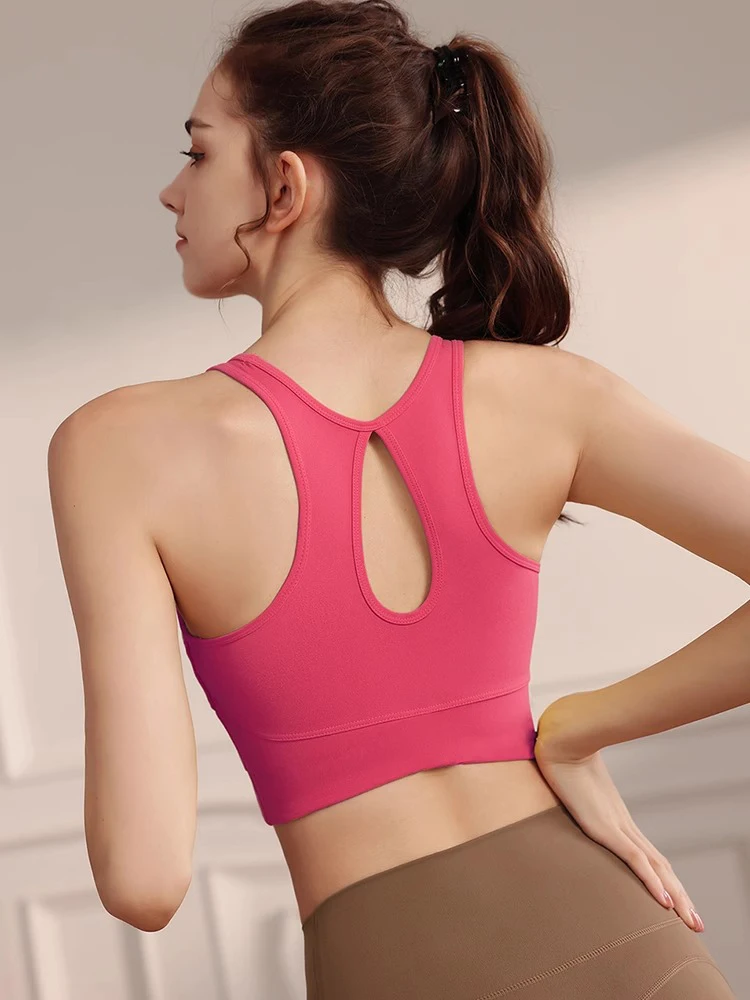 

Спортивный бюстгальтер, женский топ для бега, впитывающий жилет, бюстгальтер для йоги, топ из нейлона и спандекса, цвет длины