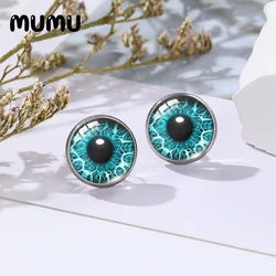 2023 New Color Cat Eye Stud Earrings Dragon Eyes Glass Dome Cabochon Jewelry 12mm Round For Freinds