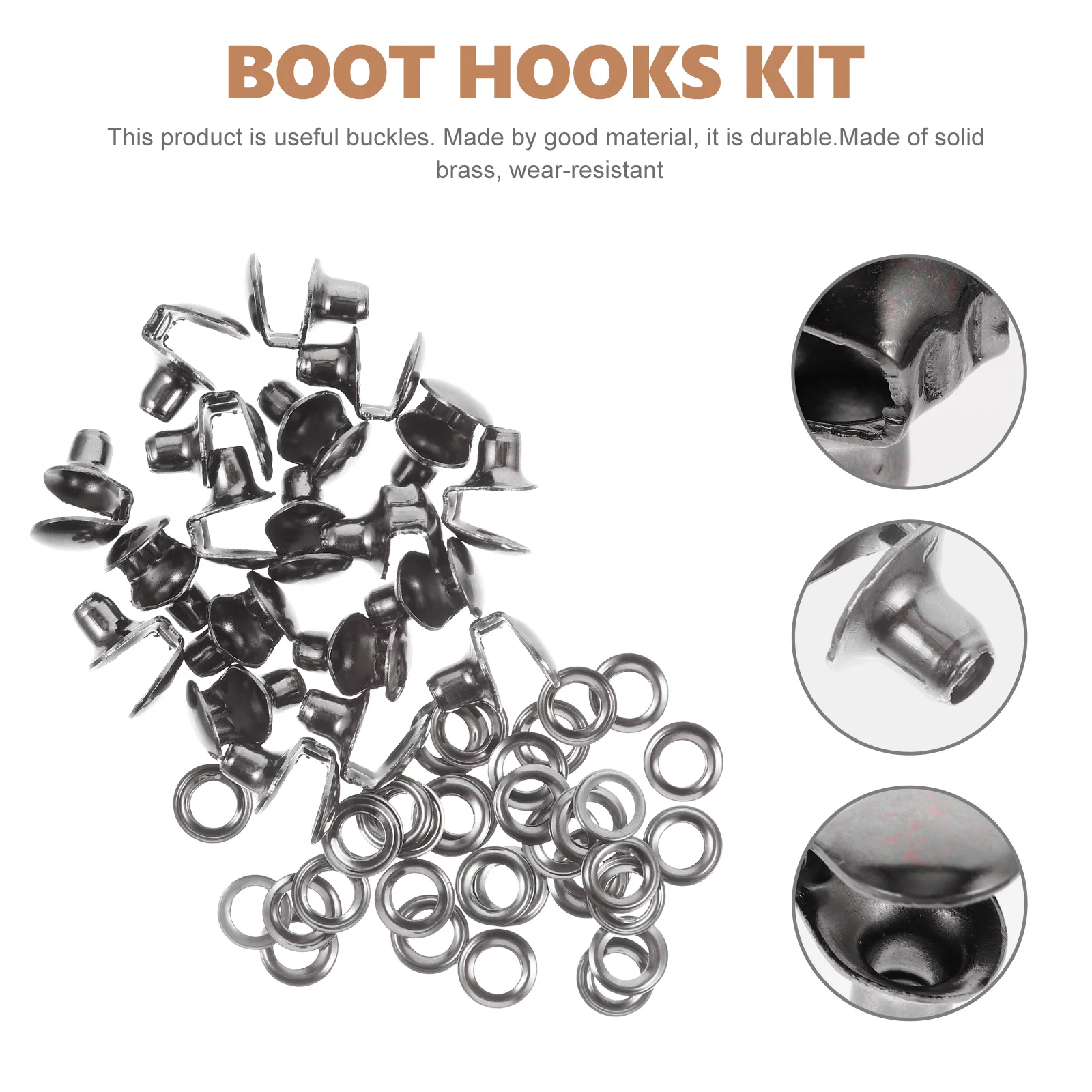 20 Pcs Decorate Shoe Boots DIY Buckle Travel Eyelets and Hooks Brass Buttons Lace