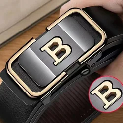DINISITON New Fashion Men's Belt Toothless Automatic Buckle Belt Alloy Letter Button for Business Fashion High Quality Men'Strap