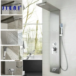 JIENI High-grade Bathroom Solid Brass Shower Column Wall Mounted Handle Hand shower Tub Spout Massage System Shower Panel