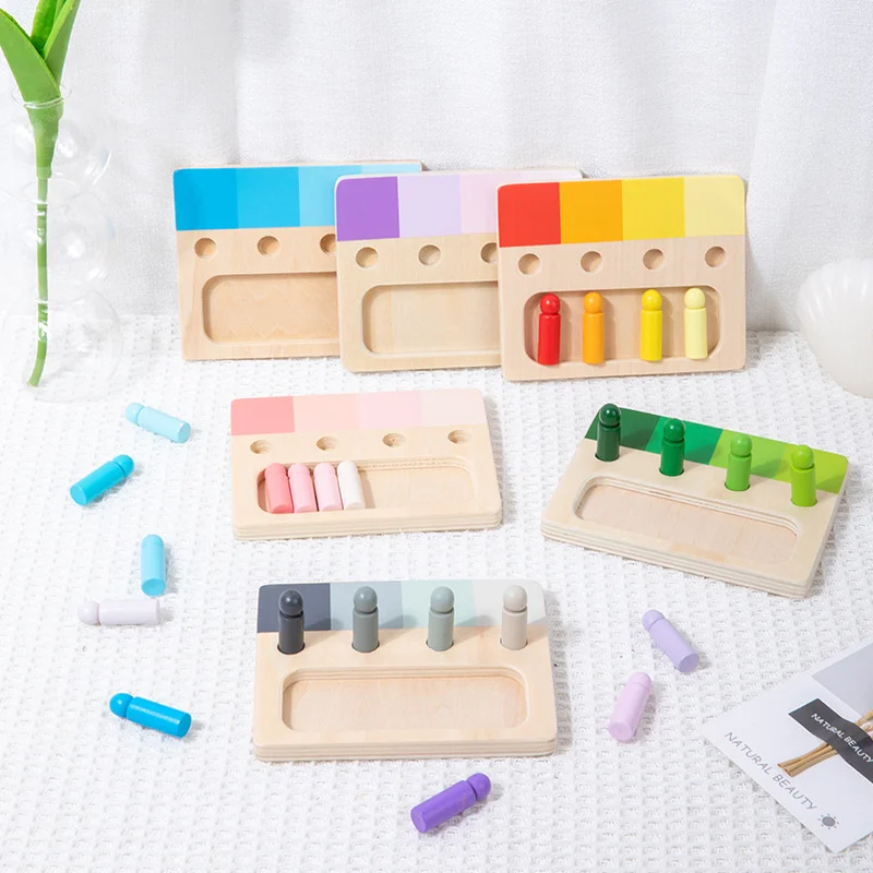 

Montessori Board Color Plug Stick Educational Toy Training Color Development Discrimination Board Wooden Learning Toy New