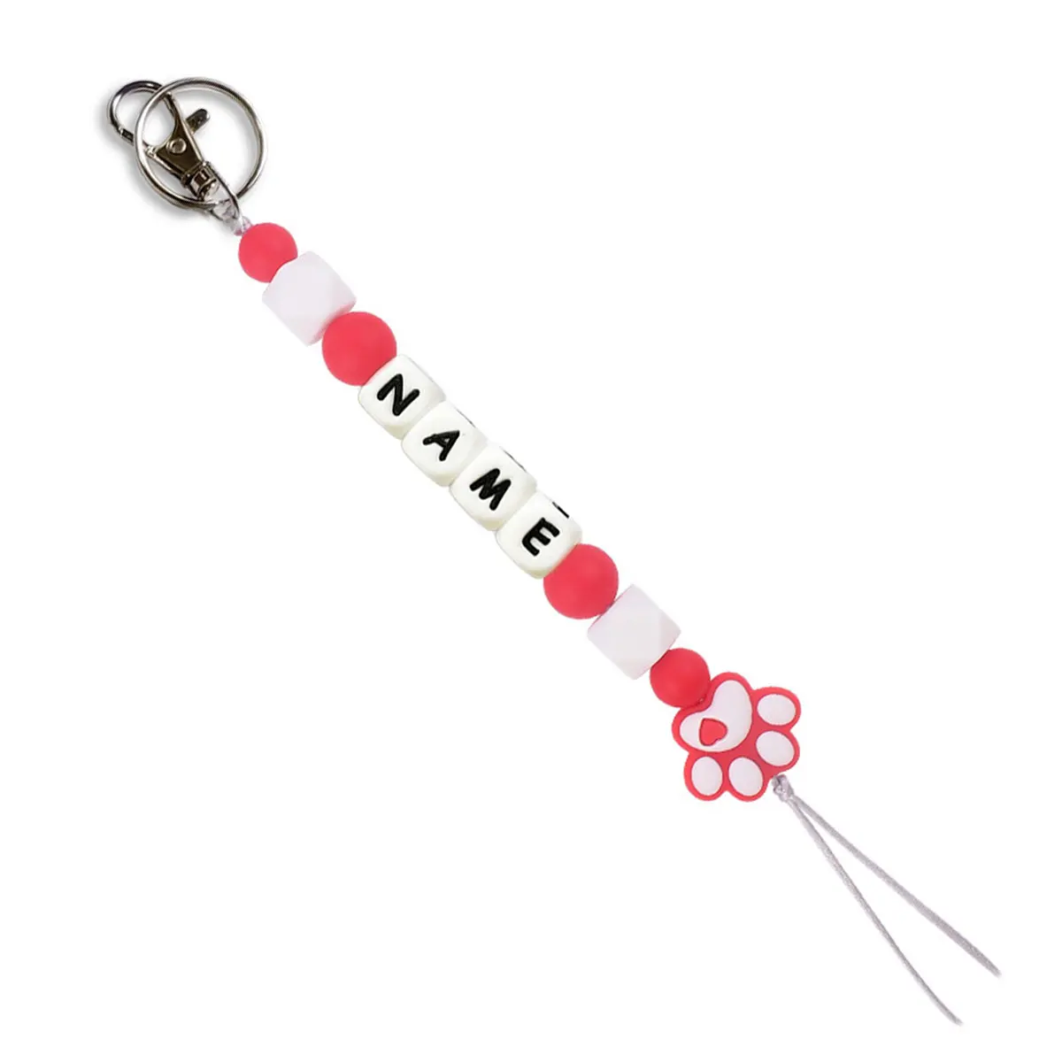 Personalized Dog Paw Pattern Colorful Name Keychain