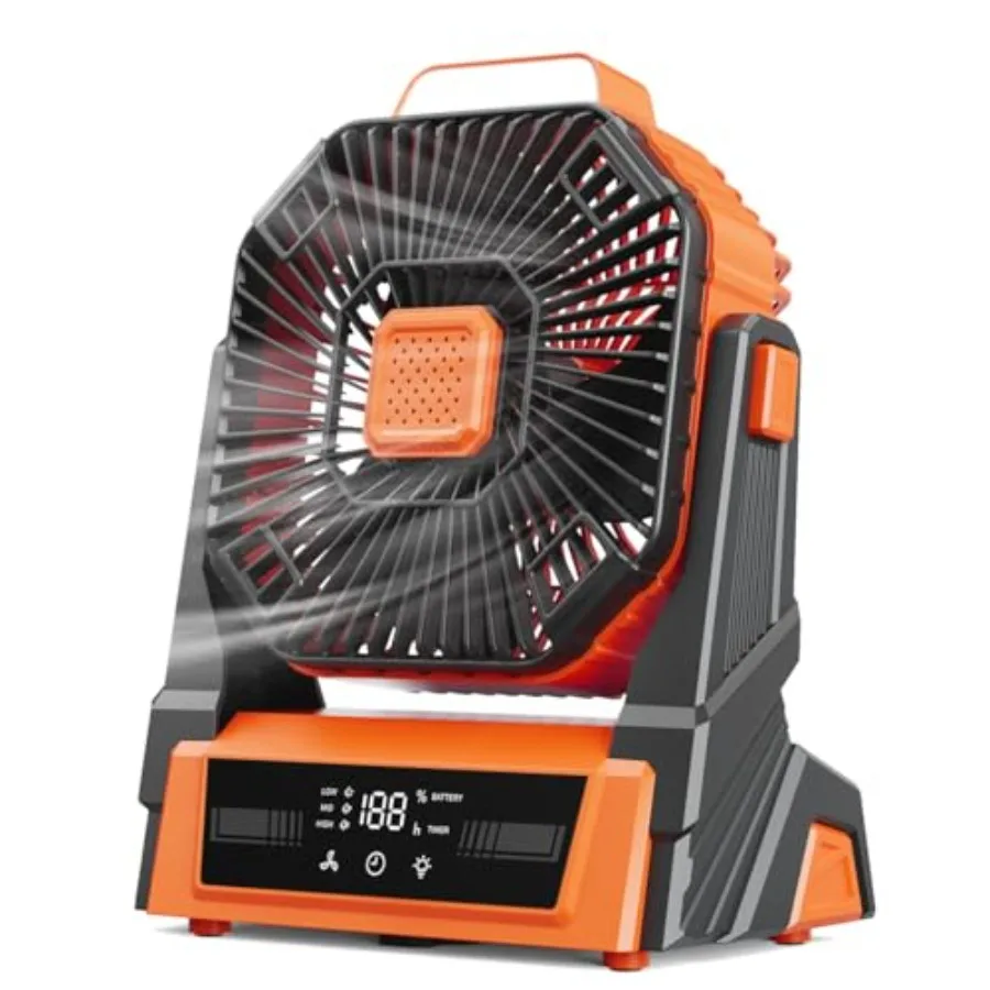 

Portable Camping Fan with Lights 20000mAh Rechargeable Battery Operated Fan Battery Powered Outdoor Beach Tent with 3 Speeds an