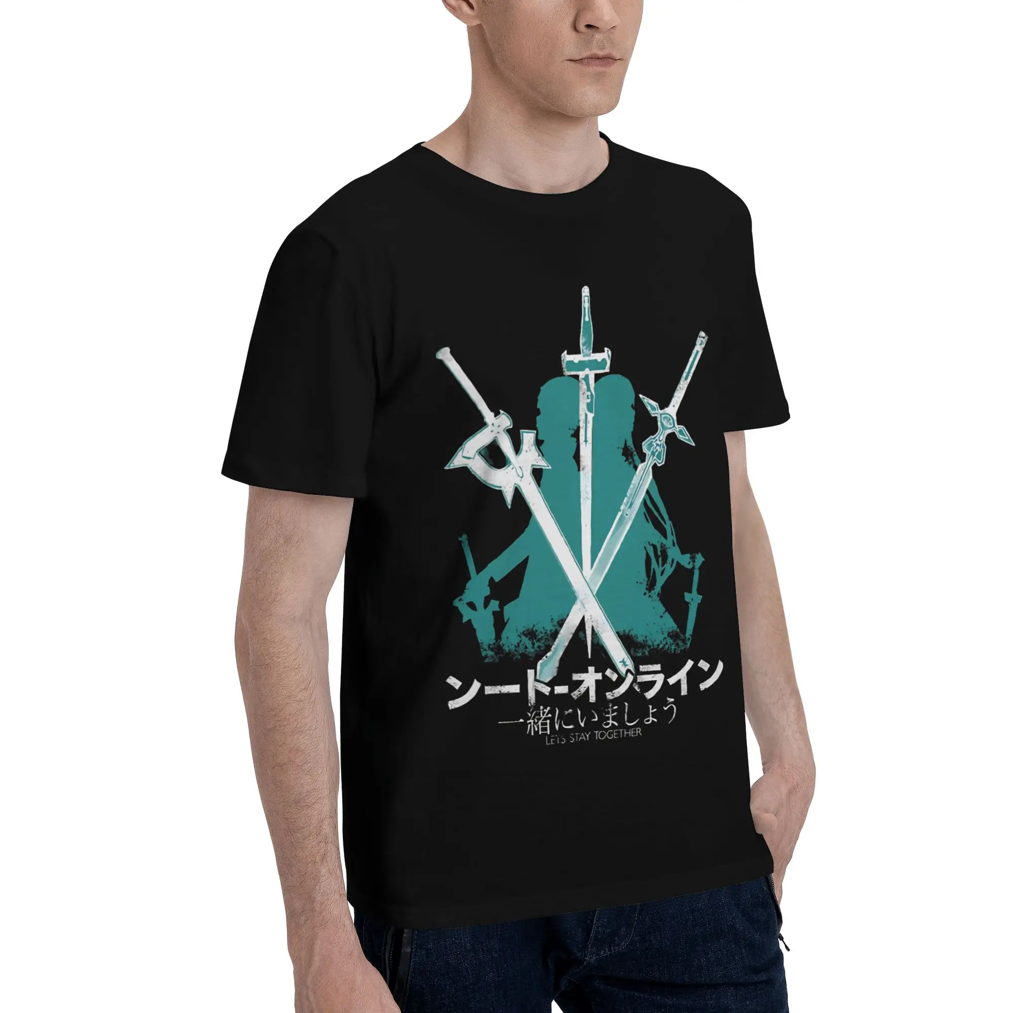 Sword Art Online  Funny Graphic 100% Cotton T-Shirt Bandai SAO Tops Tees For Men