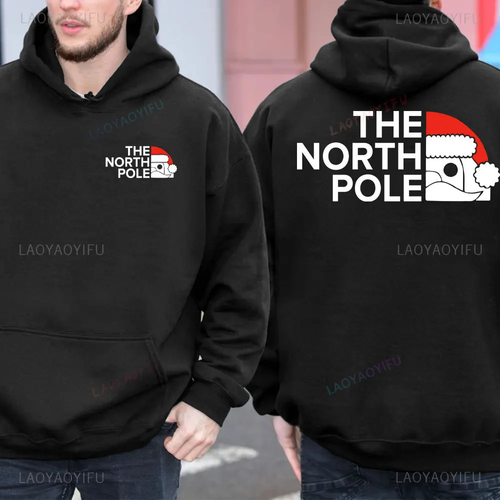 The NORTH Pole Merry Christmas Man HoodieS ของขวัญ Xmas Santa Elf คริสต์มาสฤดูใบไม้ร่วงเสื้อกันหนาวแขนยาวคริสต์มาส Pullover