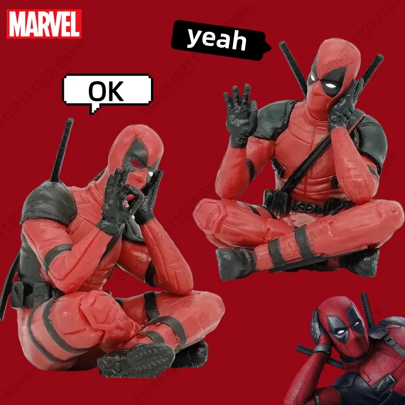 

2024 Deadpool Anime Action Figure Sitting Posture Model X-Men Mini Doll Car Decoration Marvel Collection Figurine Kids Toy