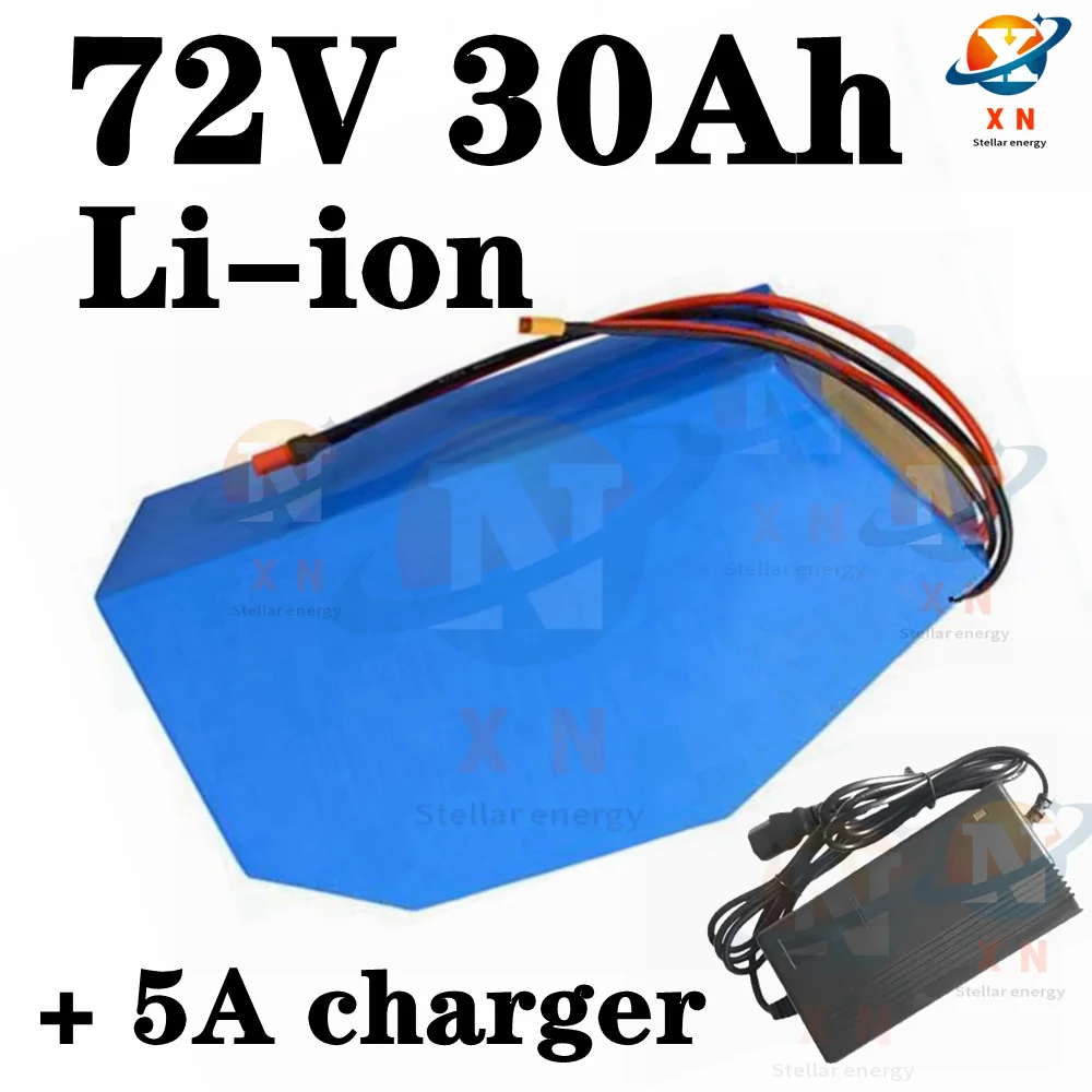 72v 30Ah lithium triangle battery BMS 20S li ion for 5000w 3000W Mountain Bike scooter Motorcycle + 5A charger