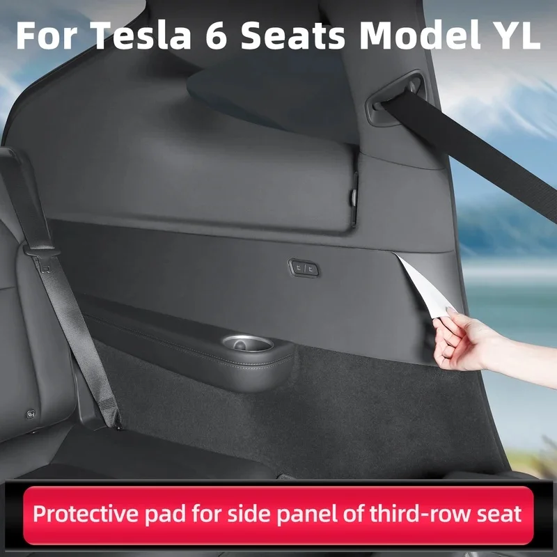 For Telsa Model YL 6 Seater Protective Pad to Side Panel of Third-Row Seat, Rear Seats Sides Protection Pads, Anti-Dirt Mat