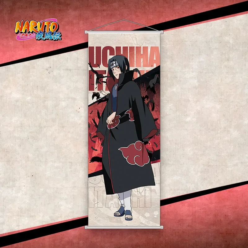 Bandai Naruto Uzumaki Naruto Hatake Kakashi Fabric Hanging Poster Haruno Sakura Anime Poster 25*75cm Fabric Mural Decoration