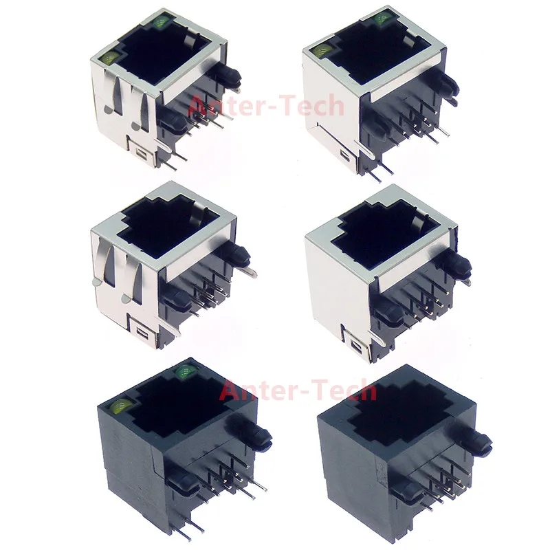 5PCS RJ45 Network Ethernet FEMALE SOCKET with light RIGHT ANGLE 56 8P8C female jack connector