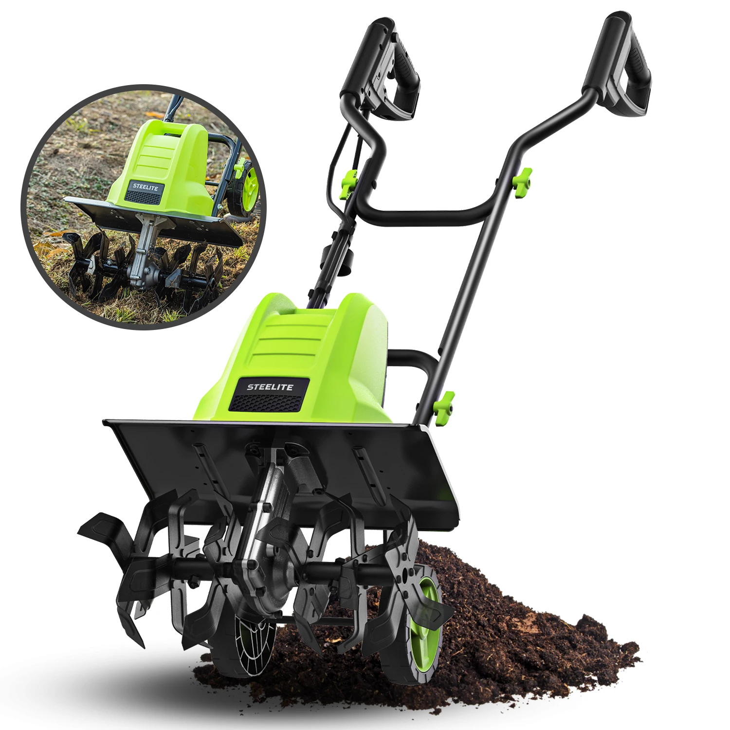 Deli 16 Inch Corded Electric Tiller,13.5-Amp Electric Tiller and Cultivator for Gardening