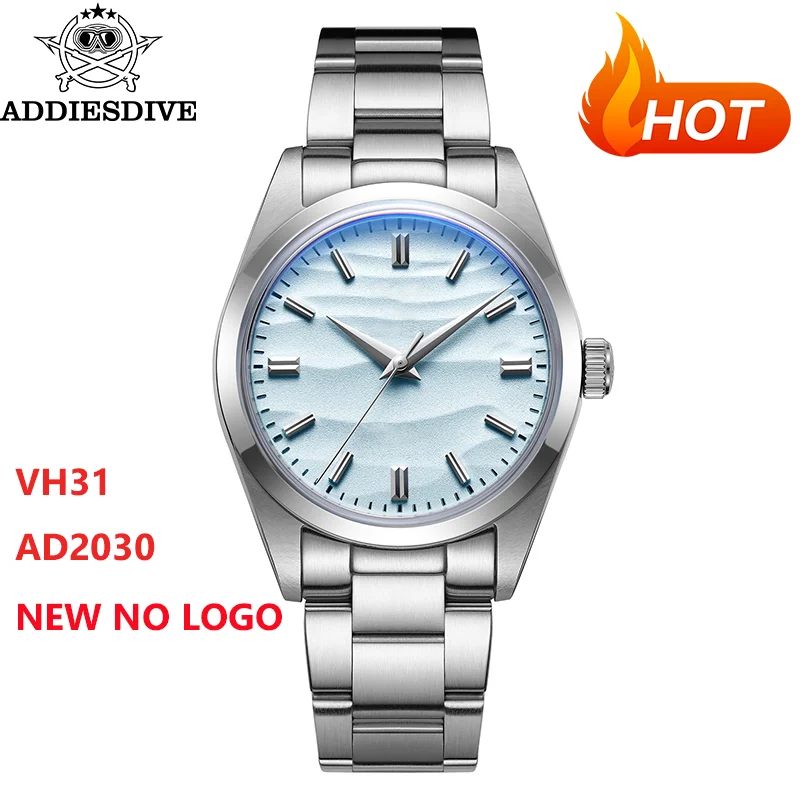 

ADDIESDIVE VH31 Quartz Watch AD2030 New Without Logo Bubble Mirror Pot Cover Glass 100m Waterproof Luxury Dress Steel Watches