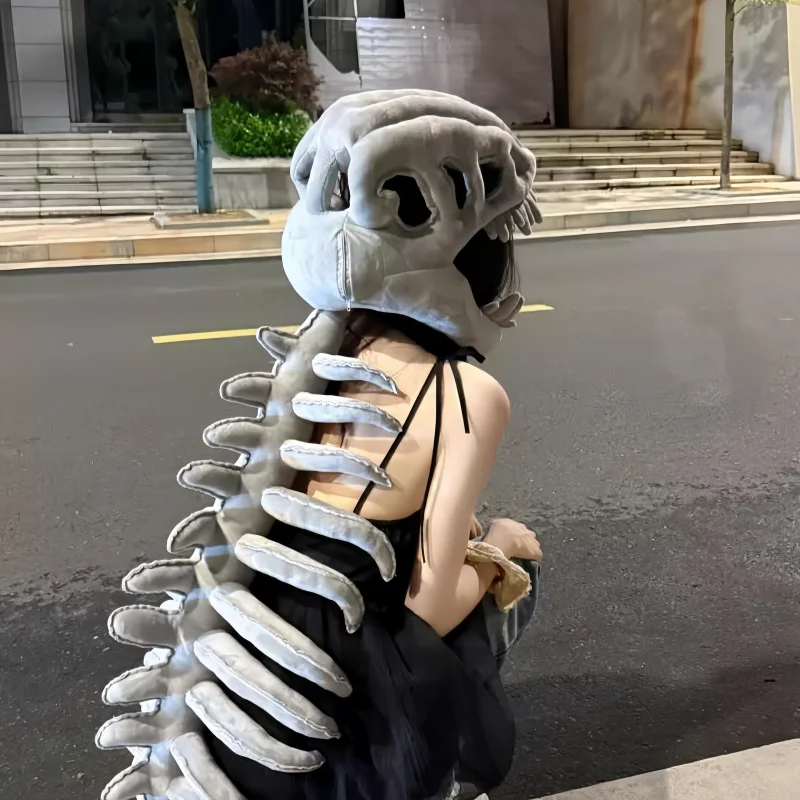 2026 New Plush Dinosaur Skeleton Costume Headpiece Children Adult Party Props Cosplay Wearable Cute Dinosaur Suit Christmas Gift view 5