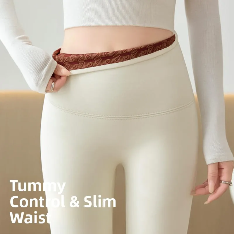 Thiened الصوف الحرير arkskin اليوغا السراويل النسائية ملابس خارجية Fce اصطف قاعدة طبقة السراويل الأبيض الدفء الخريف الشتاء بنطلون