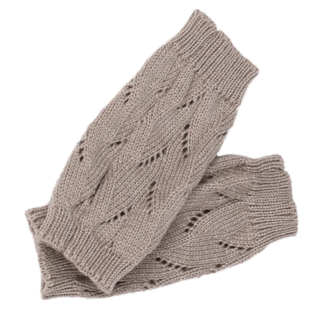 محبوك مدفئات للذراع أصابع الشتاء طويلة الأكمام لينة الدفء للنساء رمادي فاتح قفازات دافئة قفازات محبوكة