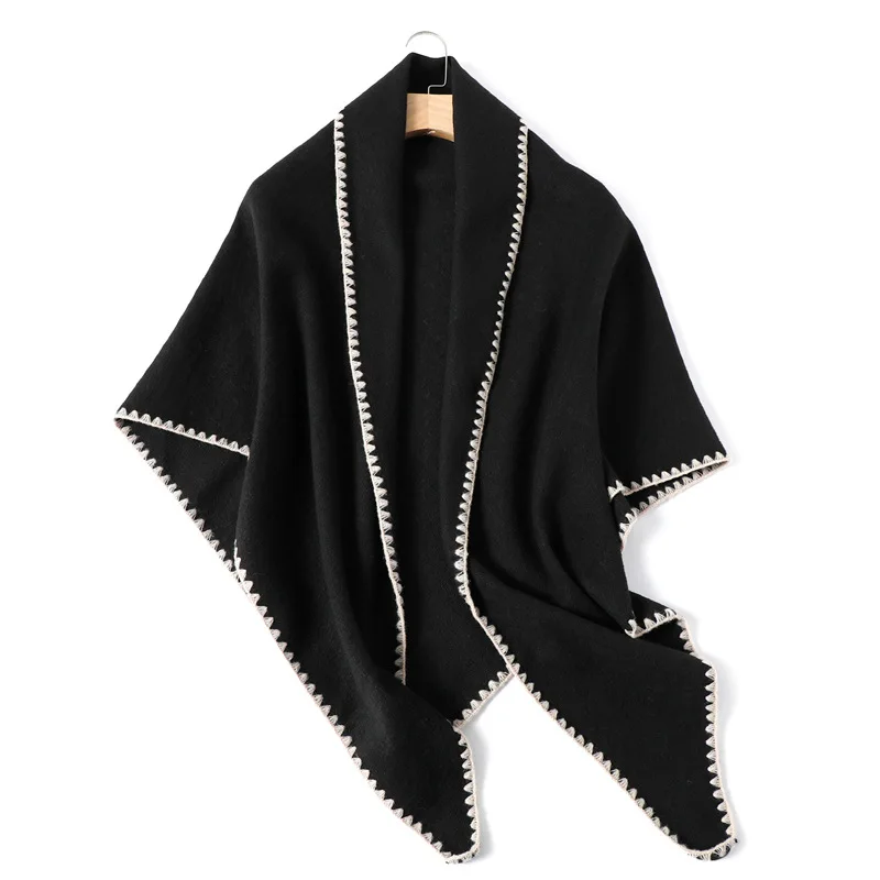 Female Solid Imitation Cashmere Triangular Scarf Warm Neck Women Thick Shawl Autumn Winter Fashion Designer Soft Comfort Wraps