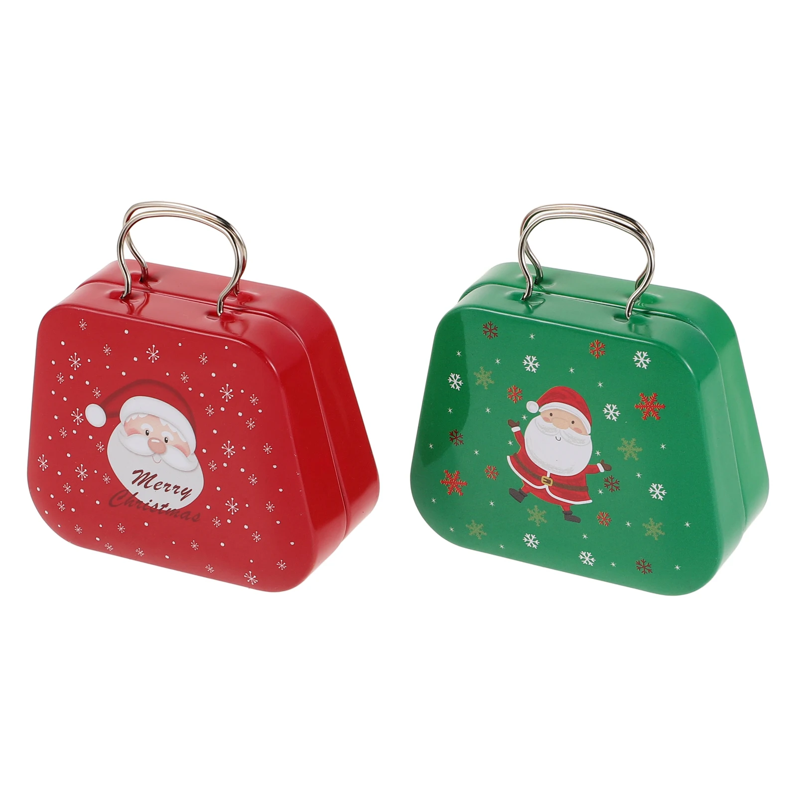 

2pcs Christmas Tinplate Candy Boxes Holiday Treat Storage Mini Metal Biscuit Container Gift Packaging Box For Kids Easy Carry