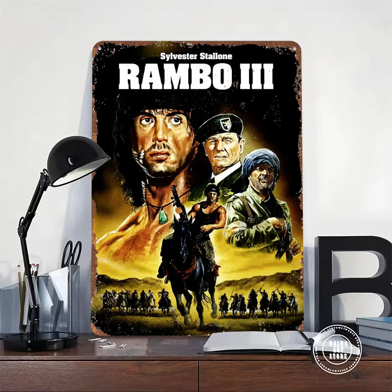 رامبو III فيلم تين تسجيل ملصق معدني ملصقات على جدار الفن جدارية علامات معدنية قابلة للتخصيص ل جدار الفن الديكور مكتب ديكور #2