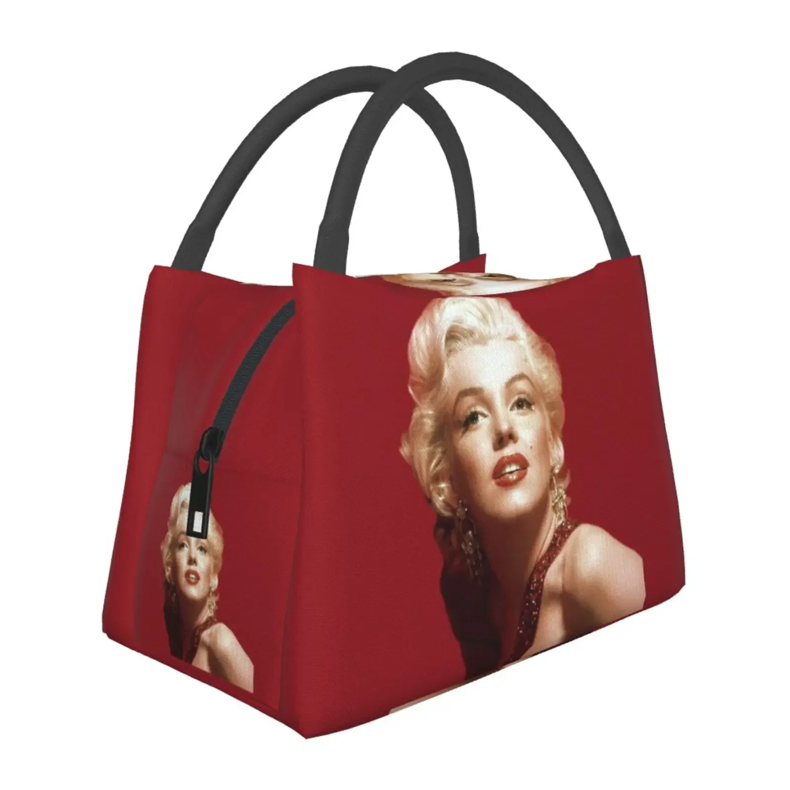 Monroe In Red Dress Lunch Bag For Child Lunch Box Casual School Cooler Bag Portable Insulated Oxford Thermal Tote Handbags