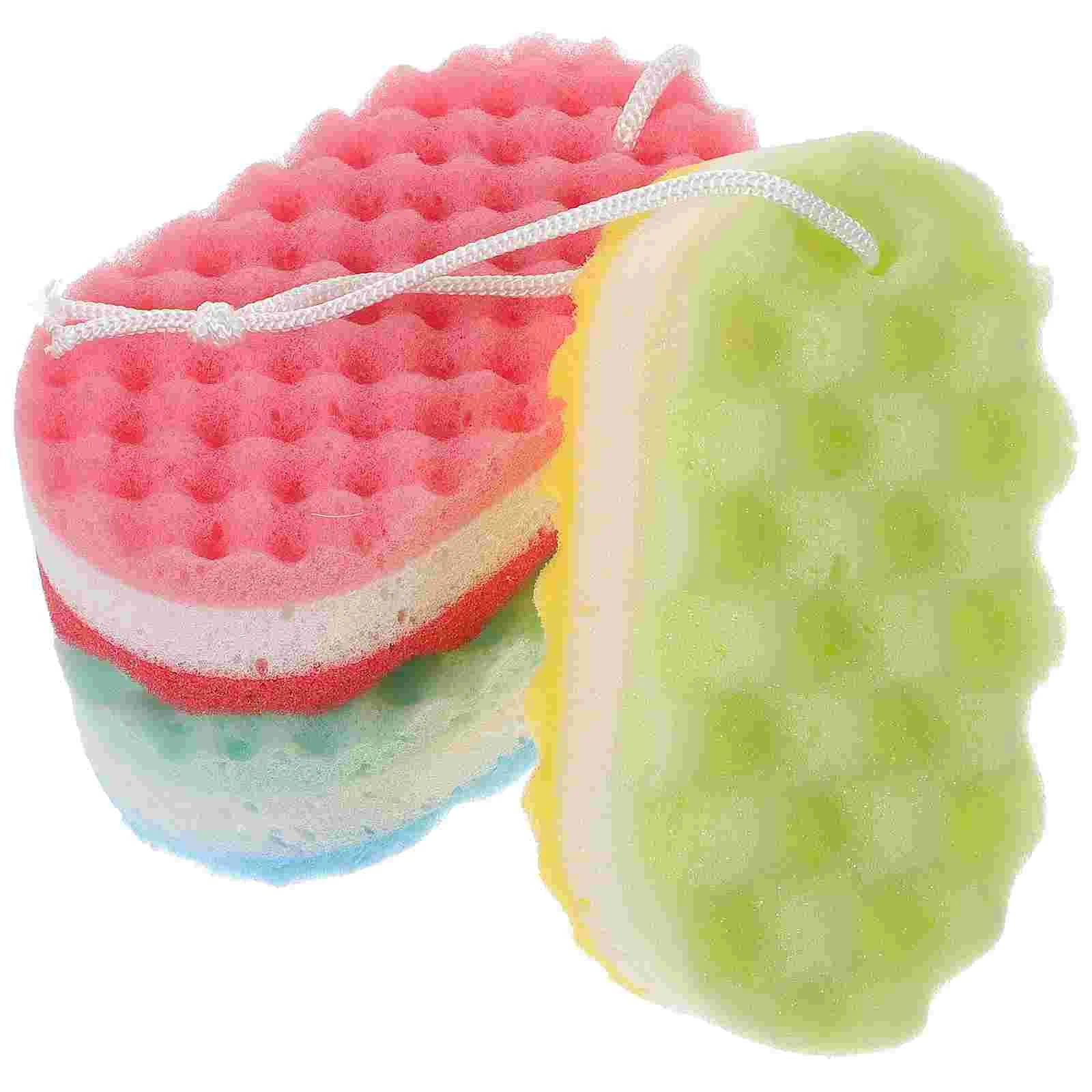 3pcs Bath Shower Sponge Loofahs Bath Sponge Flower Exfoliating Body Wash Mesh Brush Scrubber Cleaning Sponge (  )