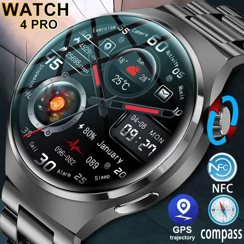 لهواوي GT4PRO ساعة ذكية الرجال ساعة 4 برو AMOLED HD شاشة بلوتوث دعوة GPS NFC معدل ضربات القلب الأكسجين في الدم SmartWatch 2025New