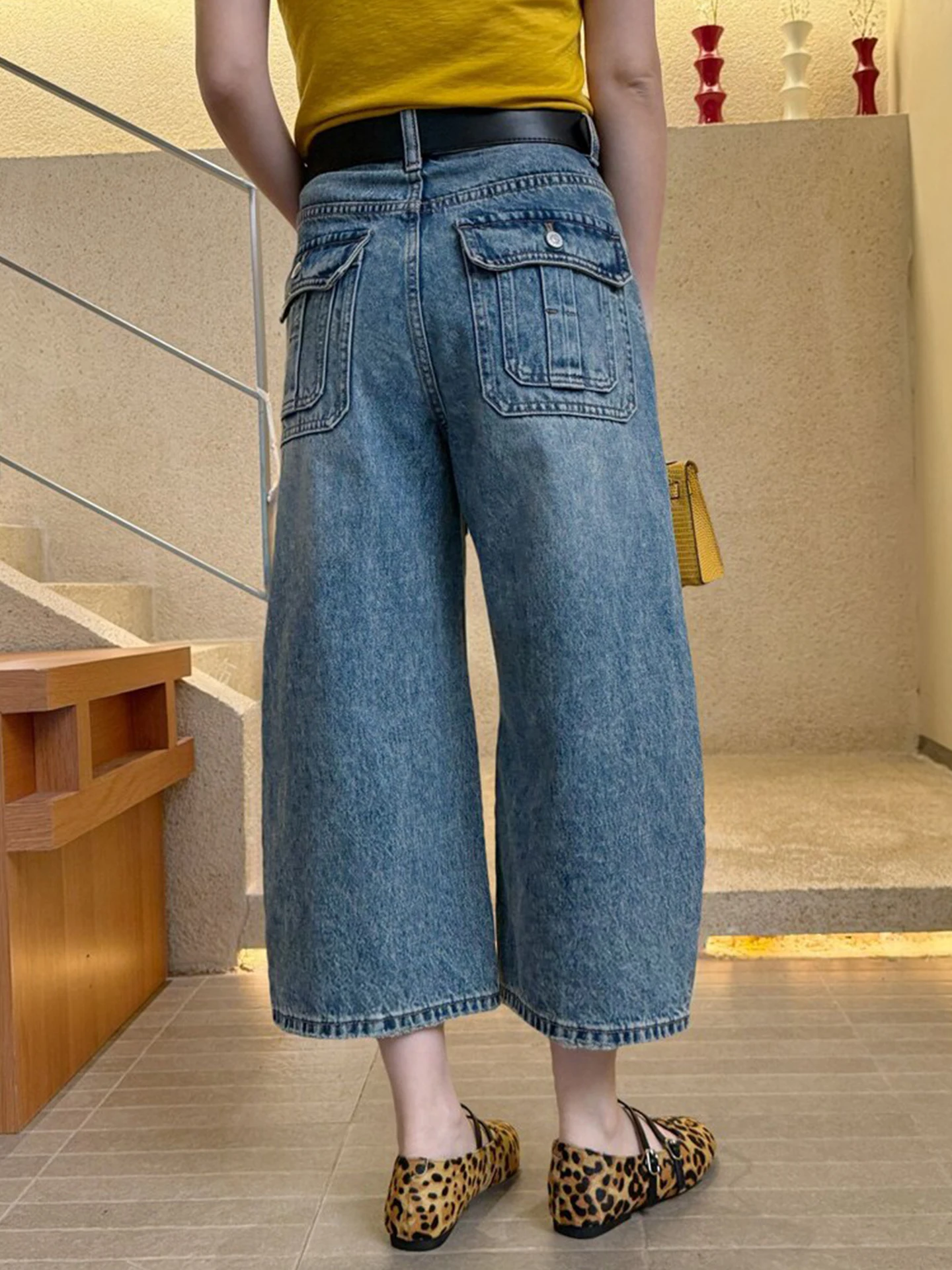 

Retro Knife High Waist Skinny Jeans Women's Summer Thin New Small Size Wide Leg Pants Casual Cotton Polyester Blend