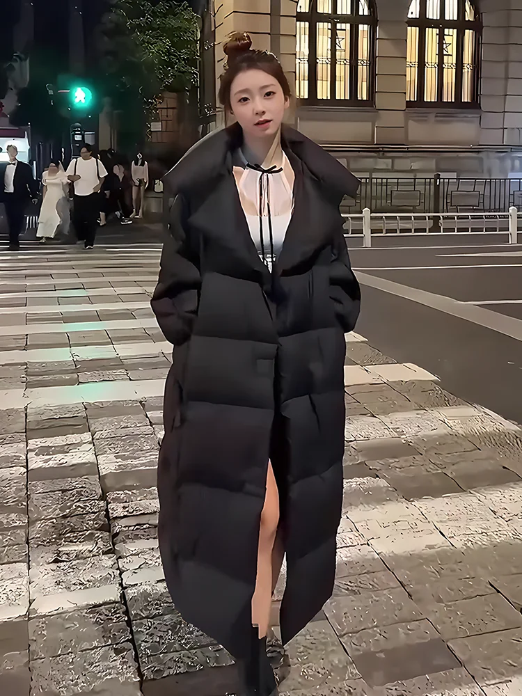 2024 invierno nuevo Faionable versátil Thiened Floing cuello grande blanco Du abajo Jaet mujer moda viaje Sle