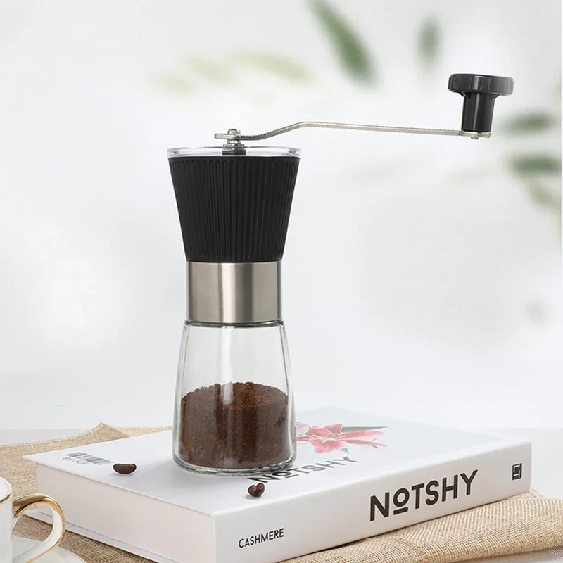 

1PCS Manual Coffee Grinder Glass Portable Outdoor Coffee Machine Ceramic Grinding Core Pepper Grain Mill Coffeeware for Kitchen