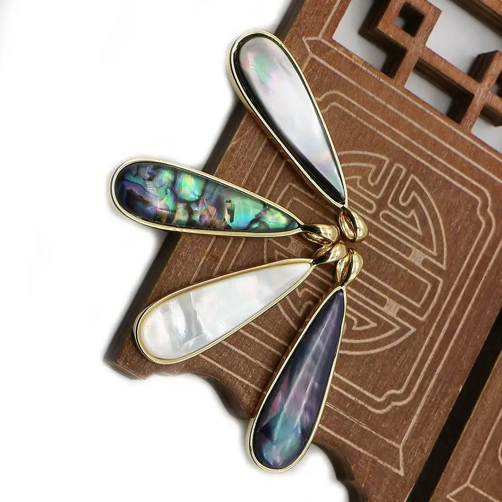 

1pc Vintage Natural Shell Pendant Teardrop-Shaped Copper-Edged Trim Design Charm Accessory For DIY Women Necklace Earring Gift
