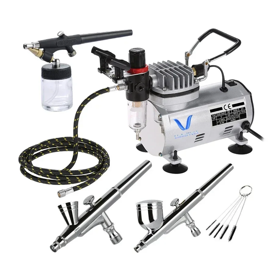 LinhaivetA cake hobbycor mini air brush compressor machine 3 airbrush gun kits