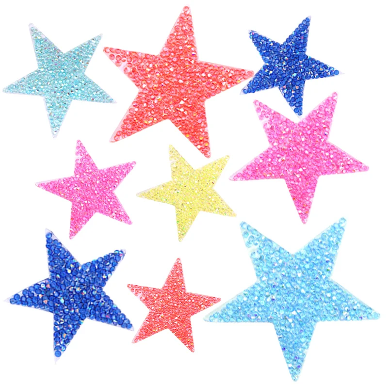 Jelly Colors Star Rhinestone Patches for Clothing Decorations Applique DIY Hotfix Patch on Clothes Bags Dresses Pants Garments