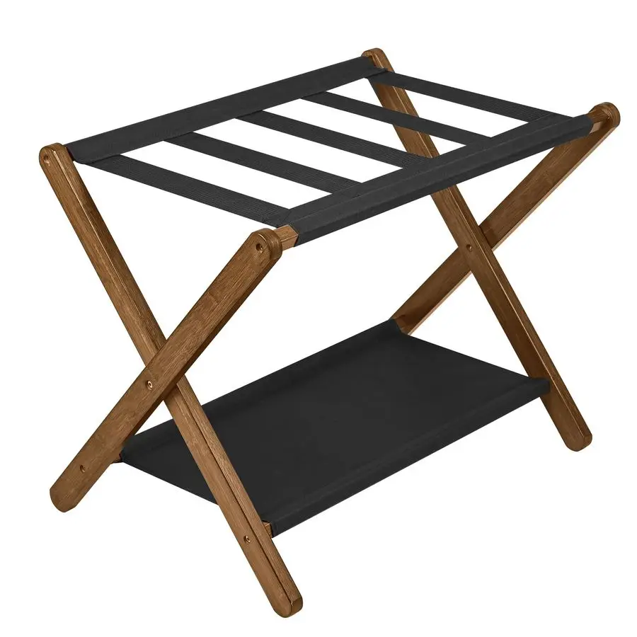 

Luggage Rack, Folding Suitcase Stand with Storage Shelf,Bamboo Luggage Stand for Guest Room,Bedroon and Hotel,Holds up to 131 lb