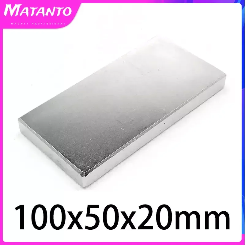 

1PC 100x50x10mm 100x50x20mm Big Block Strong Power Quadrate Neodymium Magnet N35 Permanent Magnetic Sheet Magnets Search Magnet