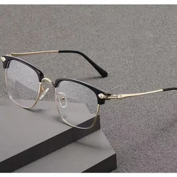 Fashion Metal Half-frame Reading Glasses Women High Definition Business Anti-Blue Light Goggles Men Presbyopia Eyeglasses Unisex