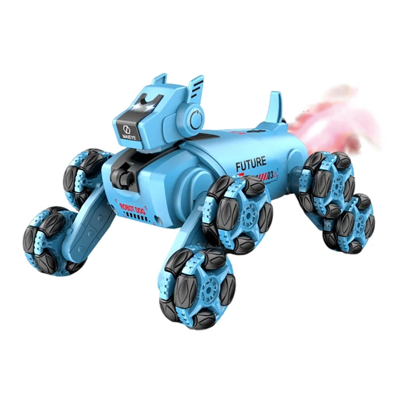 YSUN-RC Dublê Cão Robô Controle Remoto Pulverizador Mecânico Inteligente Modo Cão Música 360 °   Presente para criança com deriva de rotação