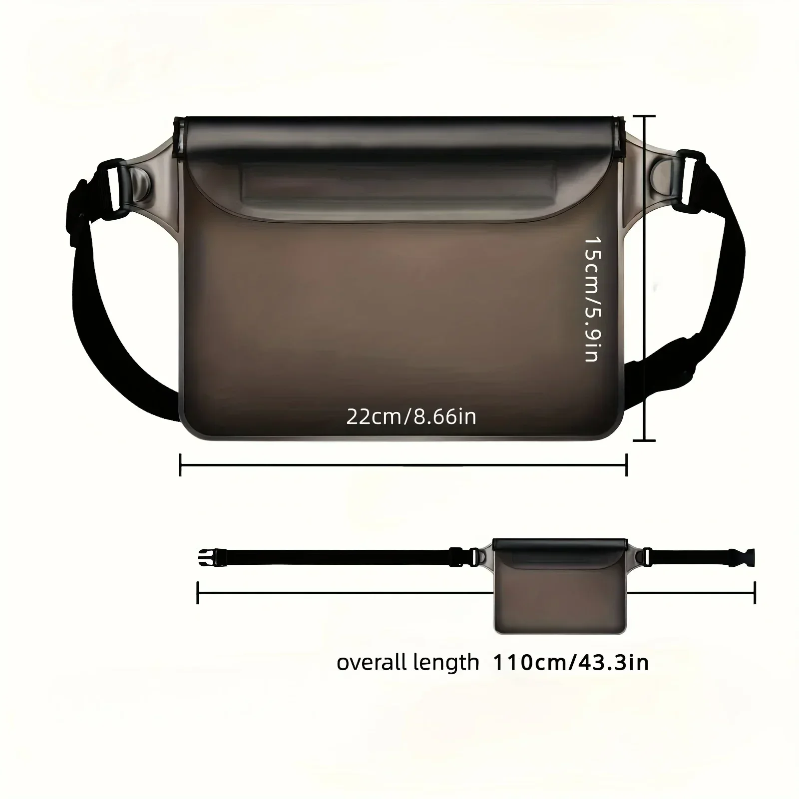 Water Sports PVC Waist Bag Belt-attached Phone Passport Wallet Pouch, Buoyant Transparent Bag for Travel Beach Swimming Kayaking image 5