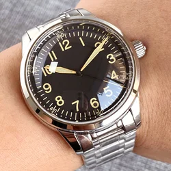 TANDORIO NH35 Diving Automatic Watch Men Luminous Domed Sapphire Crystal Black Sport Wristwatch Steel Bracelet Glass Back