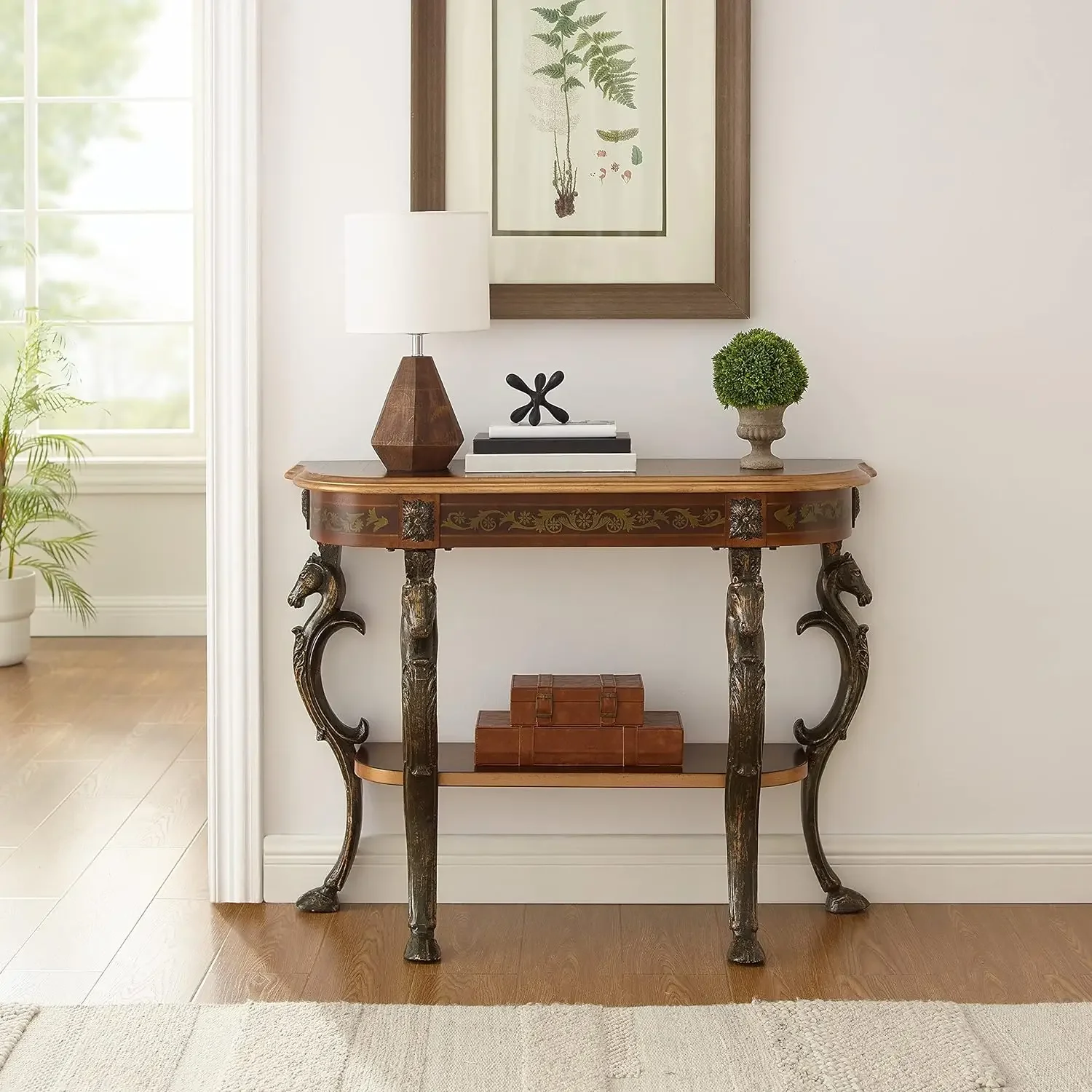 

Masterpiece Floral Console Table, Brown and Gold 42 x 31.5 x 15.5