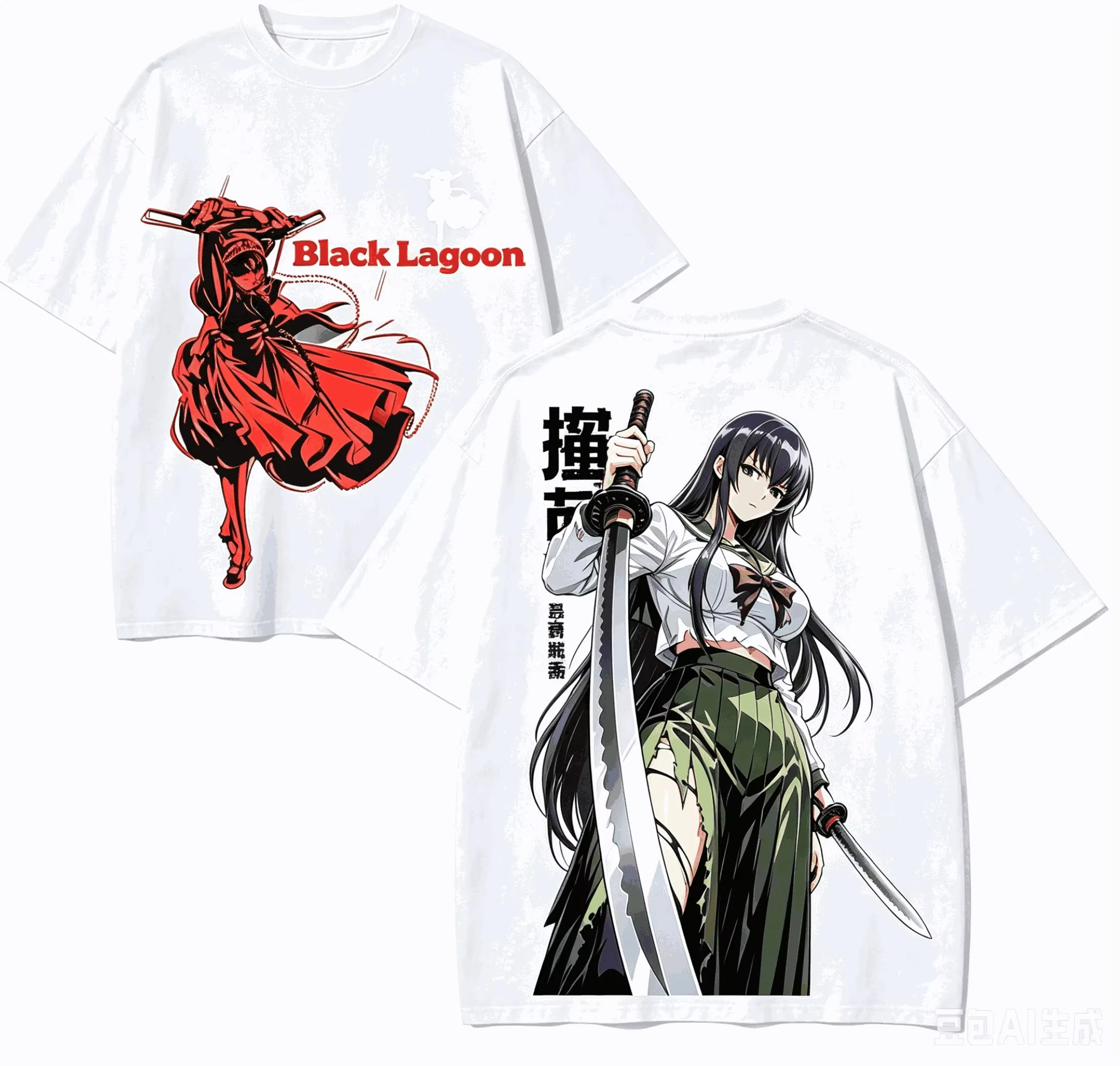 Black Lagoon Plus Size Streetwear Trendy Cotton Oversized Unisex New Model personality Clothes Print T-Shirt soft high quality